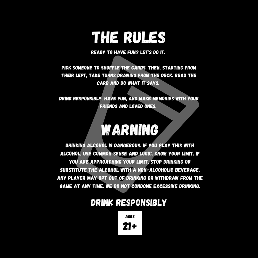 Lit | Thrown | Gone rules card: drink responsibly, ages 21+